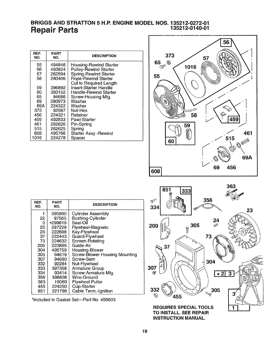Reoair parts | Craftsman 247.797855 User Manual | Page 19 / 22