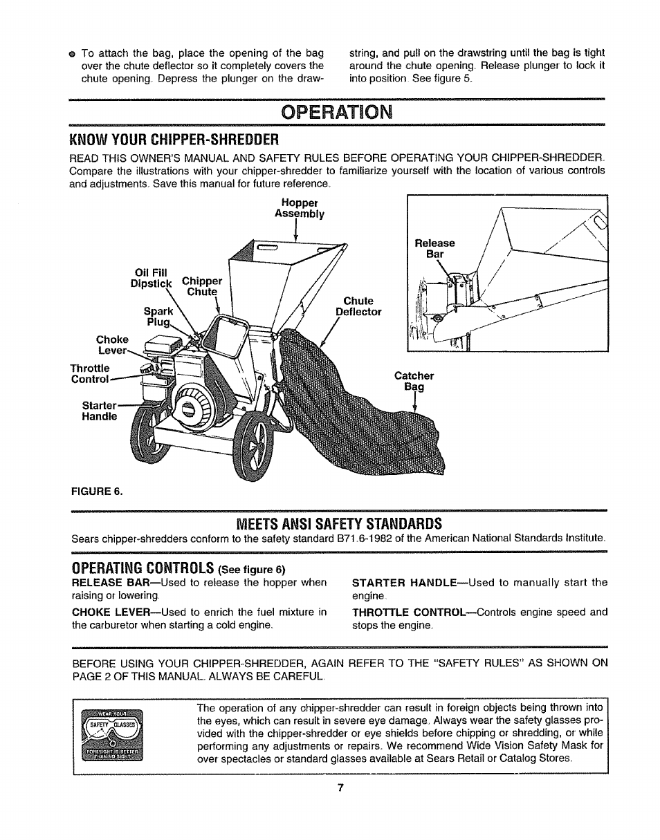 Operation, Operation -10, Chipper’shredder | Meets ansi safety standards, Operating controls | Craftsman 247.797855 User Manual | Page 7 / 22