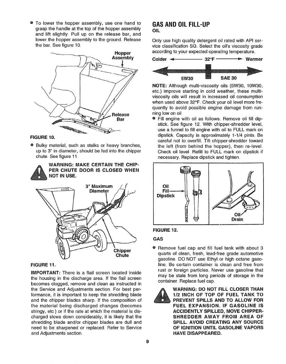 Gas and oil fill-up | Craftsman 247.797855 User Manual | Page 9 / 22