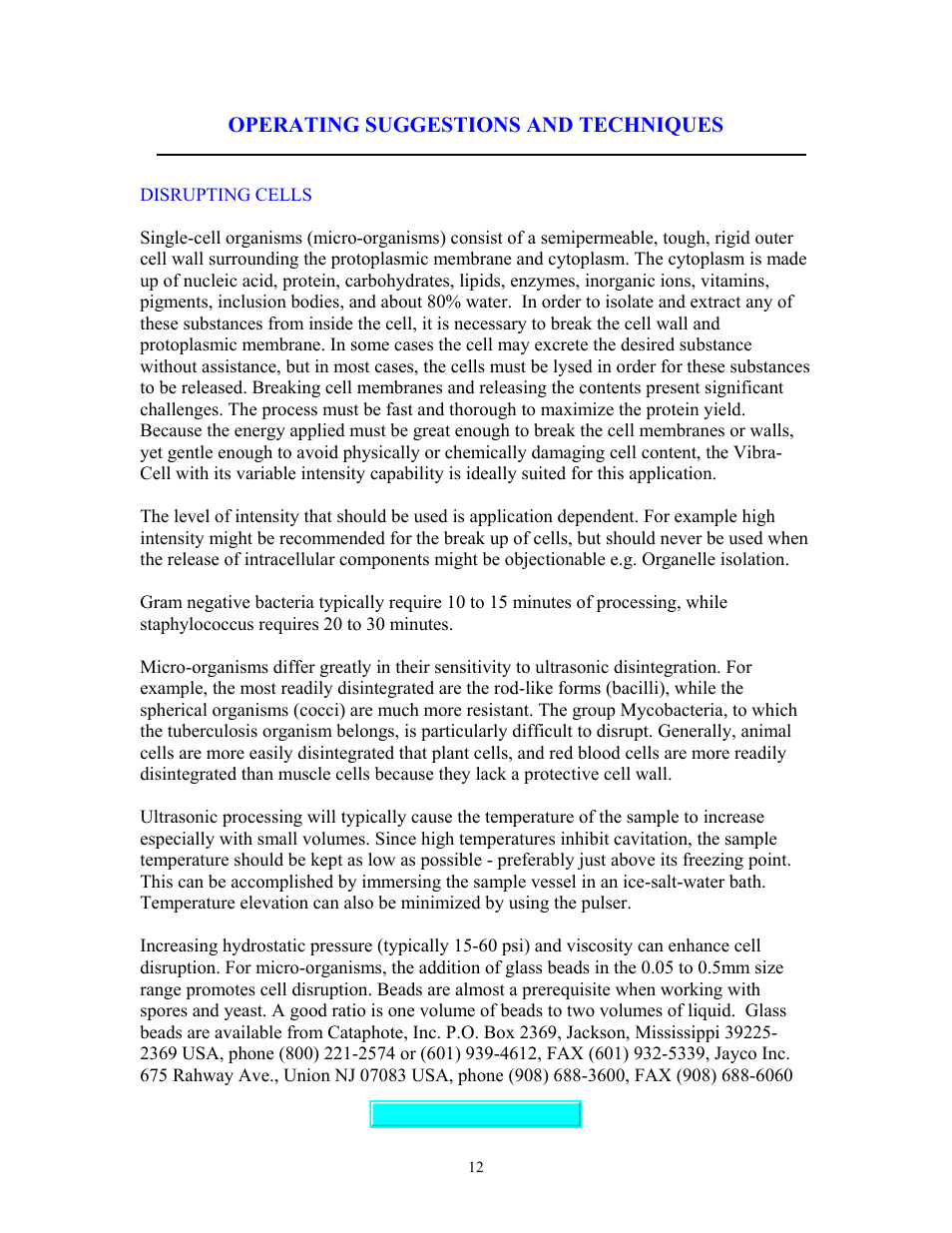 Operating suggestions, Operating suggestions and techniques | Sonics VC70T User Manual | Page 12 / 16