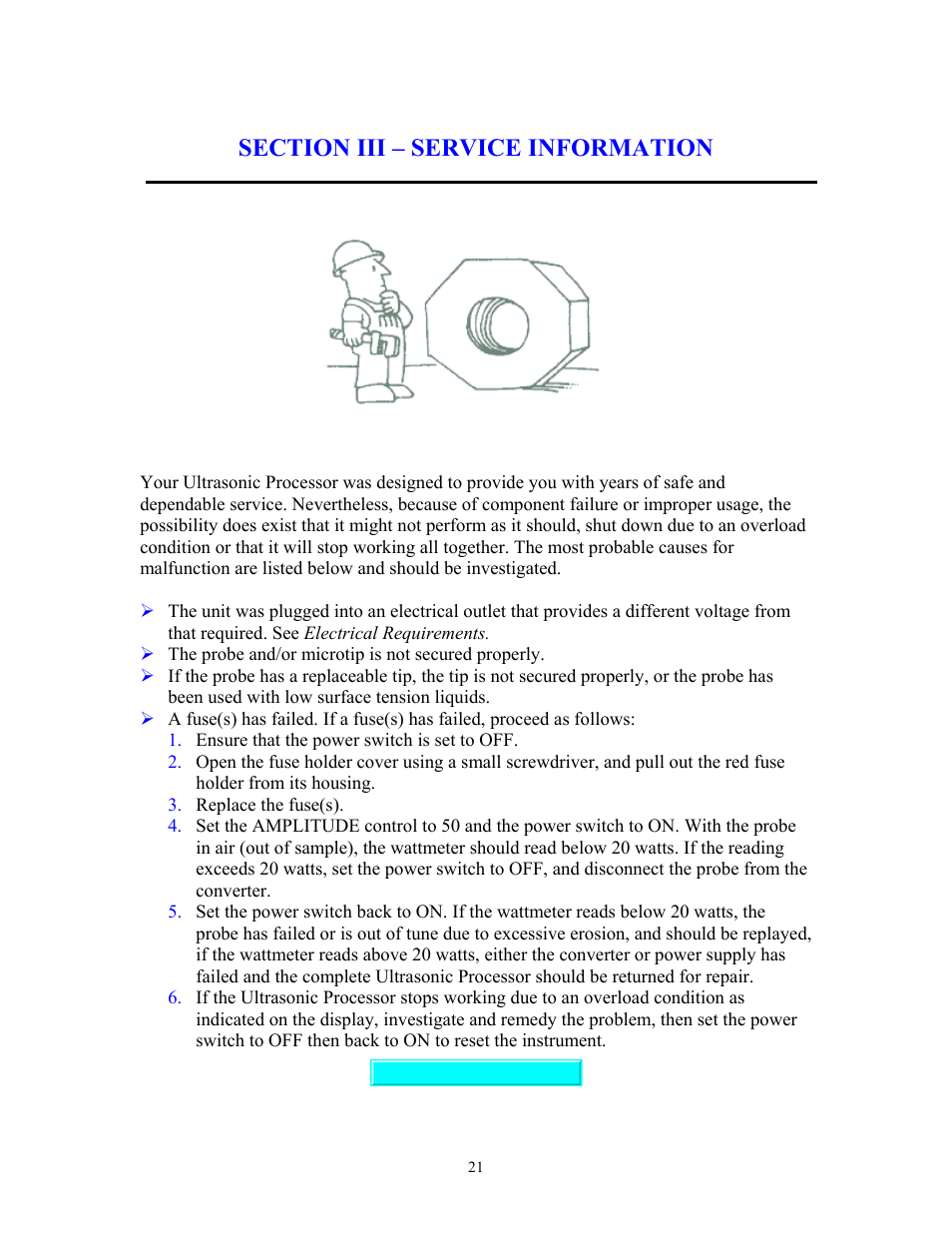 Service information, Section iii – service information | Sonics VCX750 (Serial No."X or lower)" User Manual | Page 21 / 27