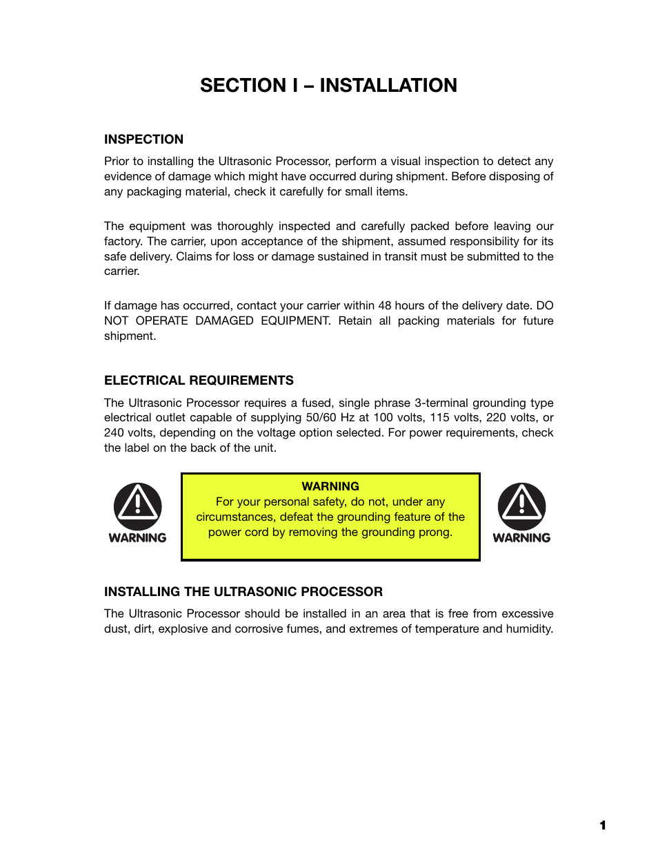 Sonics VCX750 (Serial No."Y through "AB")" User Manual | Page 4 / 31