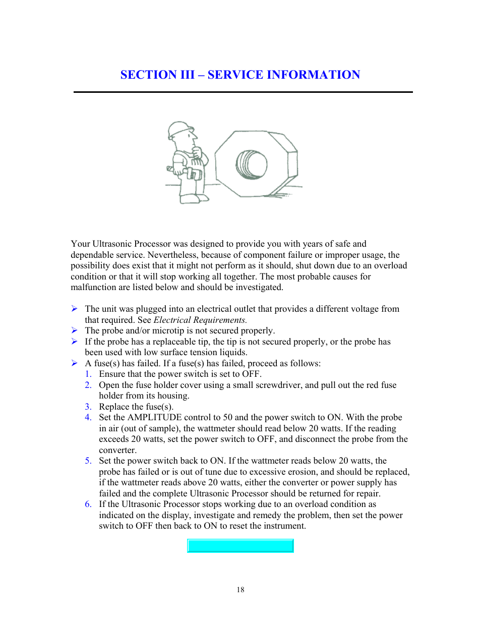 Service information, Section iii – service information | Sonics VC750 (Serial No. "X or lower)" User Manual | Page 18 / 23