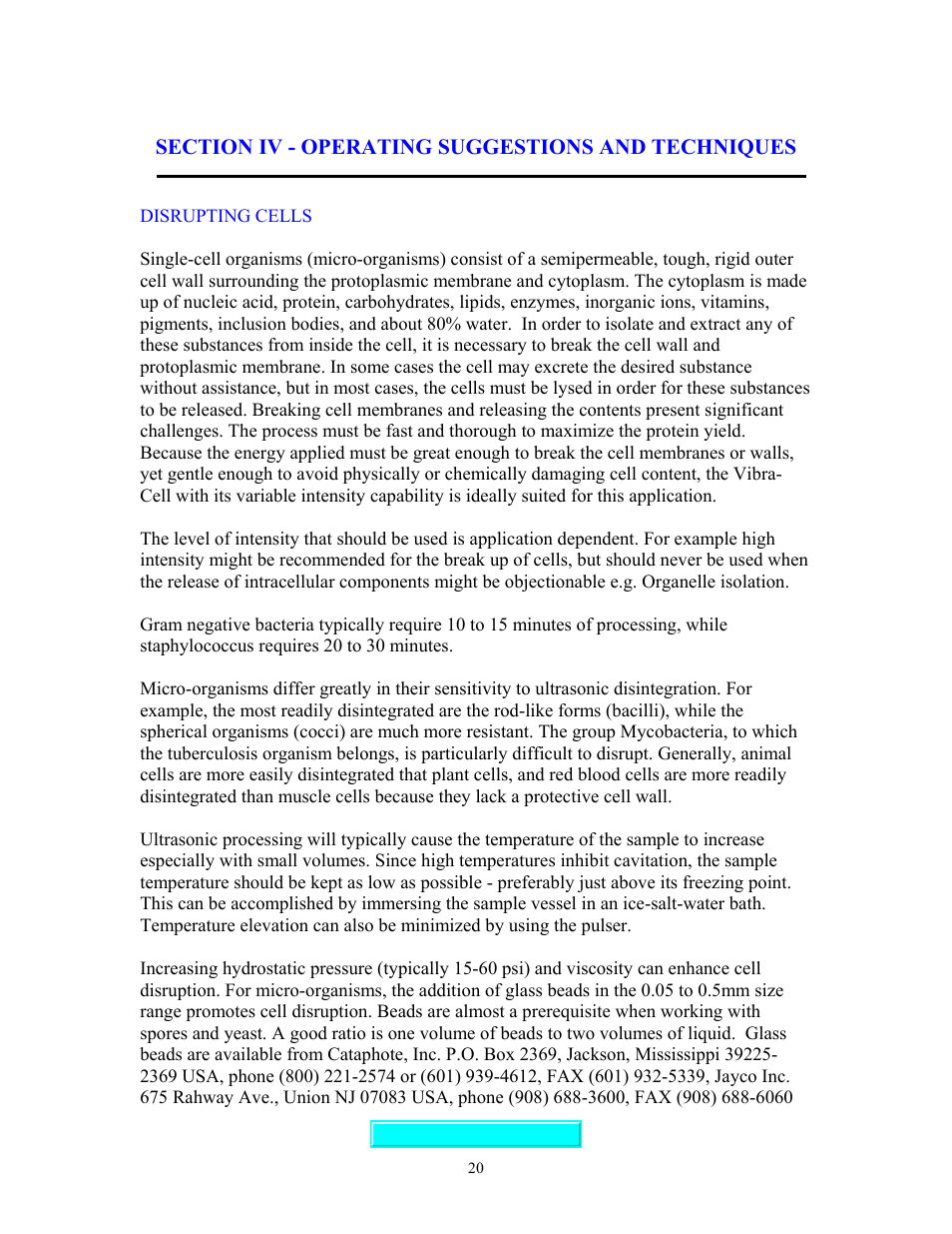 Operating suggestions, Section iv – operating suggestions and techniques | Sonics VC750 (Serial No. "X or lower)" User Manual | Page 20 / 23
