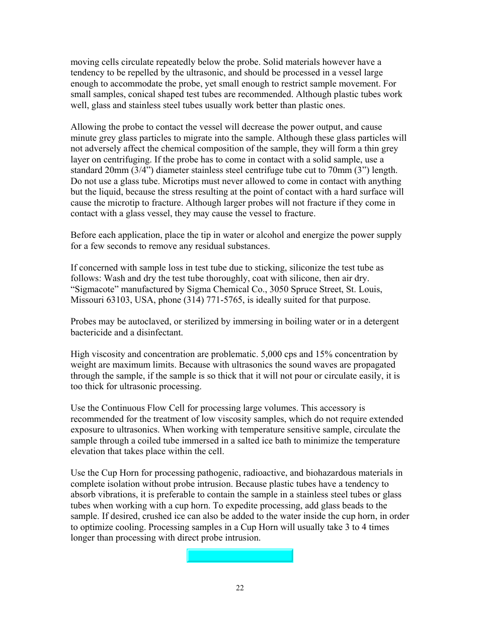 Sonics VC750 (Serial No. "X or lower)" User Manual | Page 22 / 23
