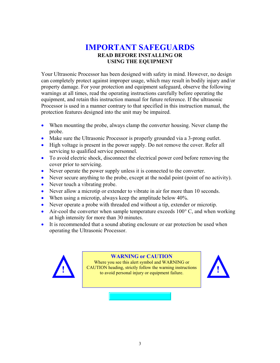 Important safeguards | Sonics VC750 (Serial No. "X or lower)" User Manual | Page 3 / 23