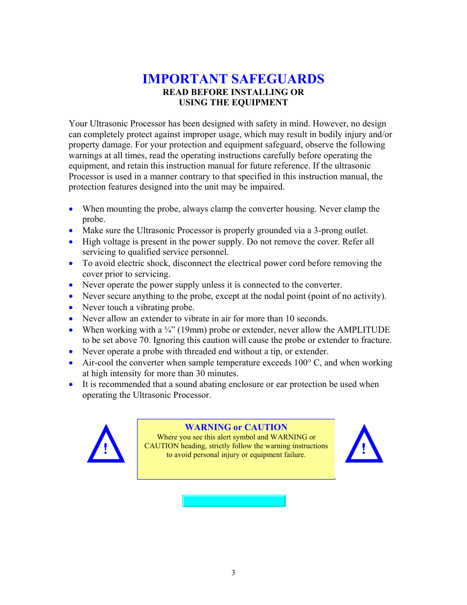 Important safeguards | Sonics VCF1500 User Manual | Page 3 / 14