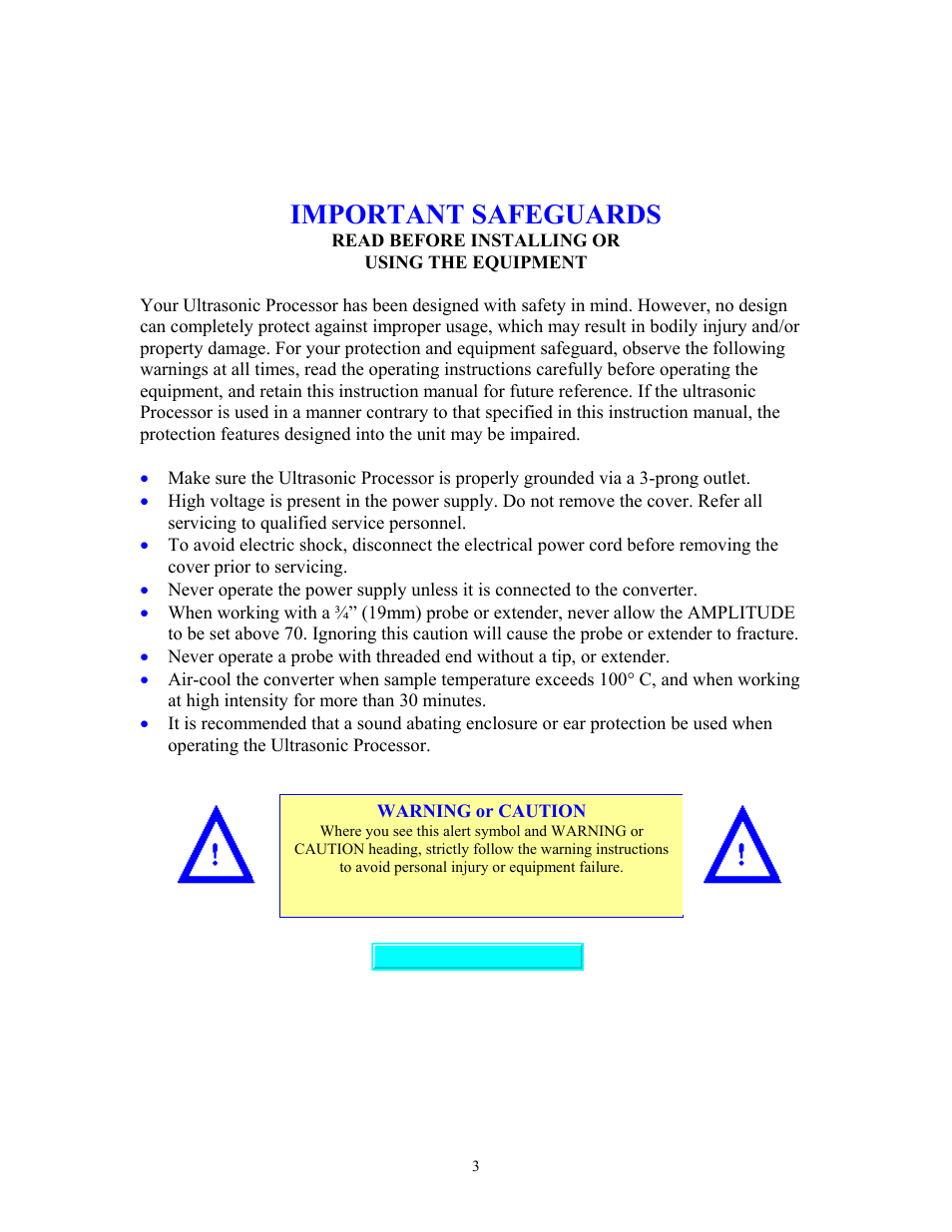 Important safeguards | Sonics VCF1500HV User Manual | Page 3 / 15