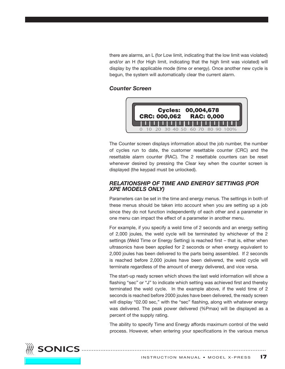 Relationship of time and energy settings | Sonics X-Press Integrated Welder User Manual | Page 18 / 38