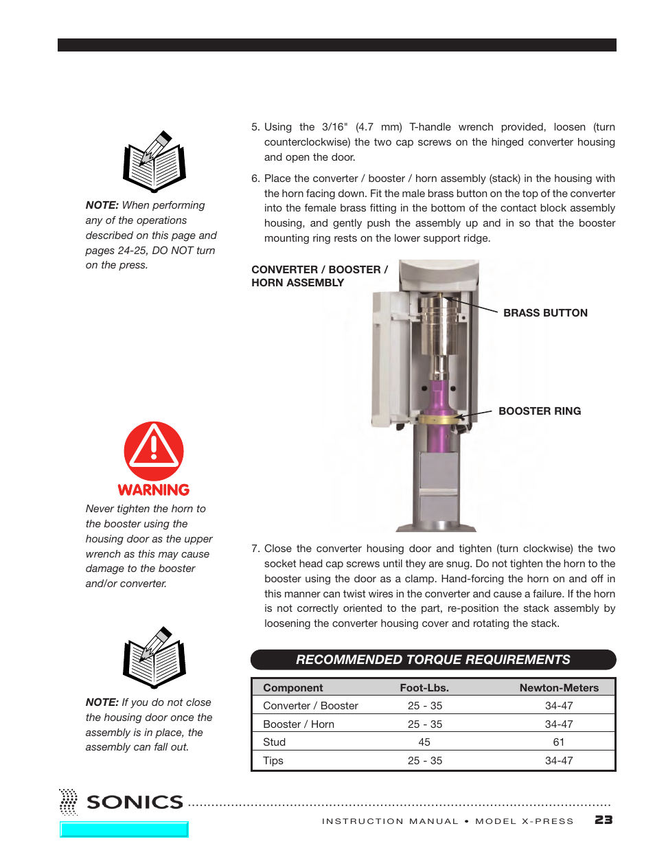 Sonics X-Press Integrated Welder User Manual | Page 24 / 38
