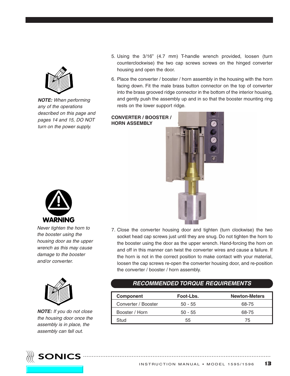 Sonics 1596 Actuator User Manual | Page 14 / 25