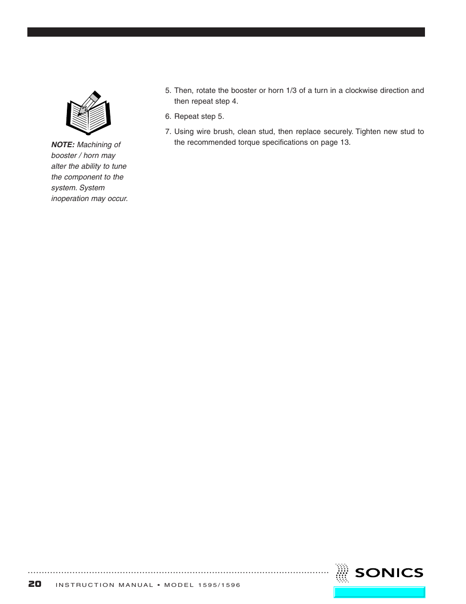 Sonics 1596 Actuator User Manual | Page 21 / 25