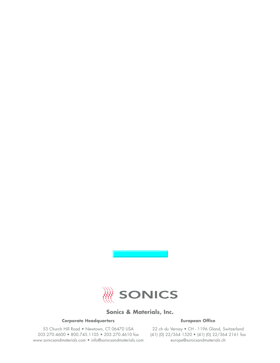 Sonics & materials, inc | Sonics 1596 Actuator User Manual | Page 25 / 25