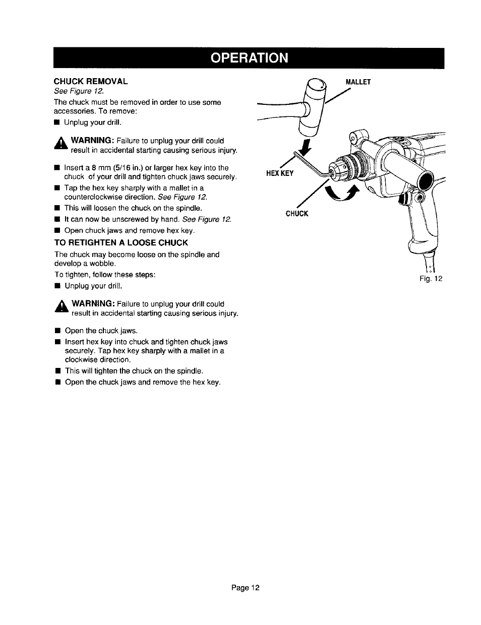 Operation | Craftsman 315.101360 User Manual | Page 12 / 15