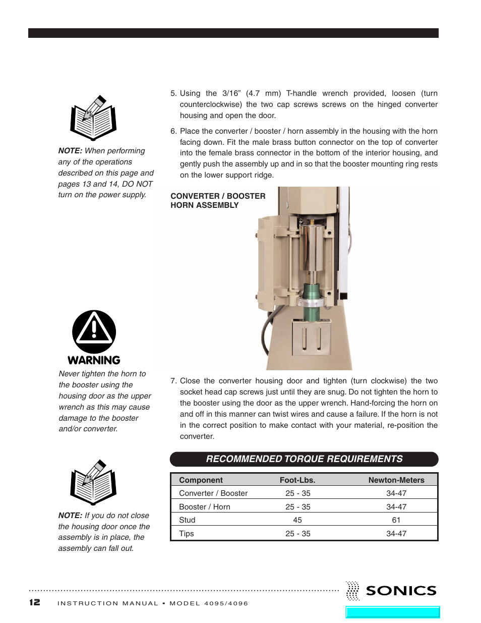 Sonics 4096 Actuator User Manual | Page 13 / 25