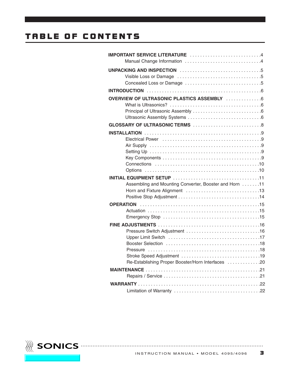 Sonics 4096 Actuator User Manual | Page 4 / 25