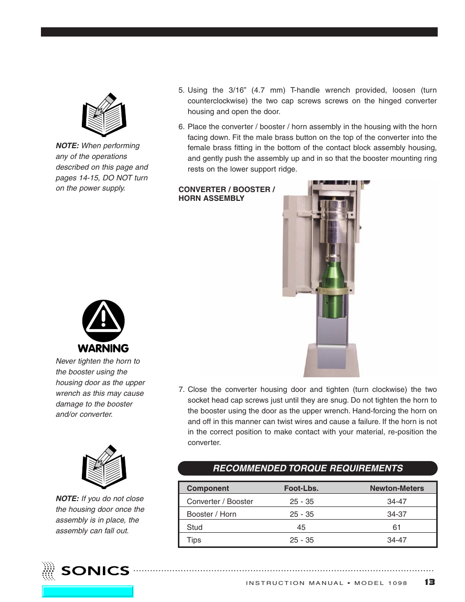 Sonics 1098 Press User Manual | Page 14 / 27