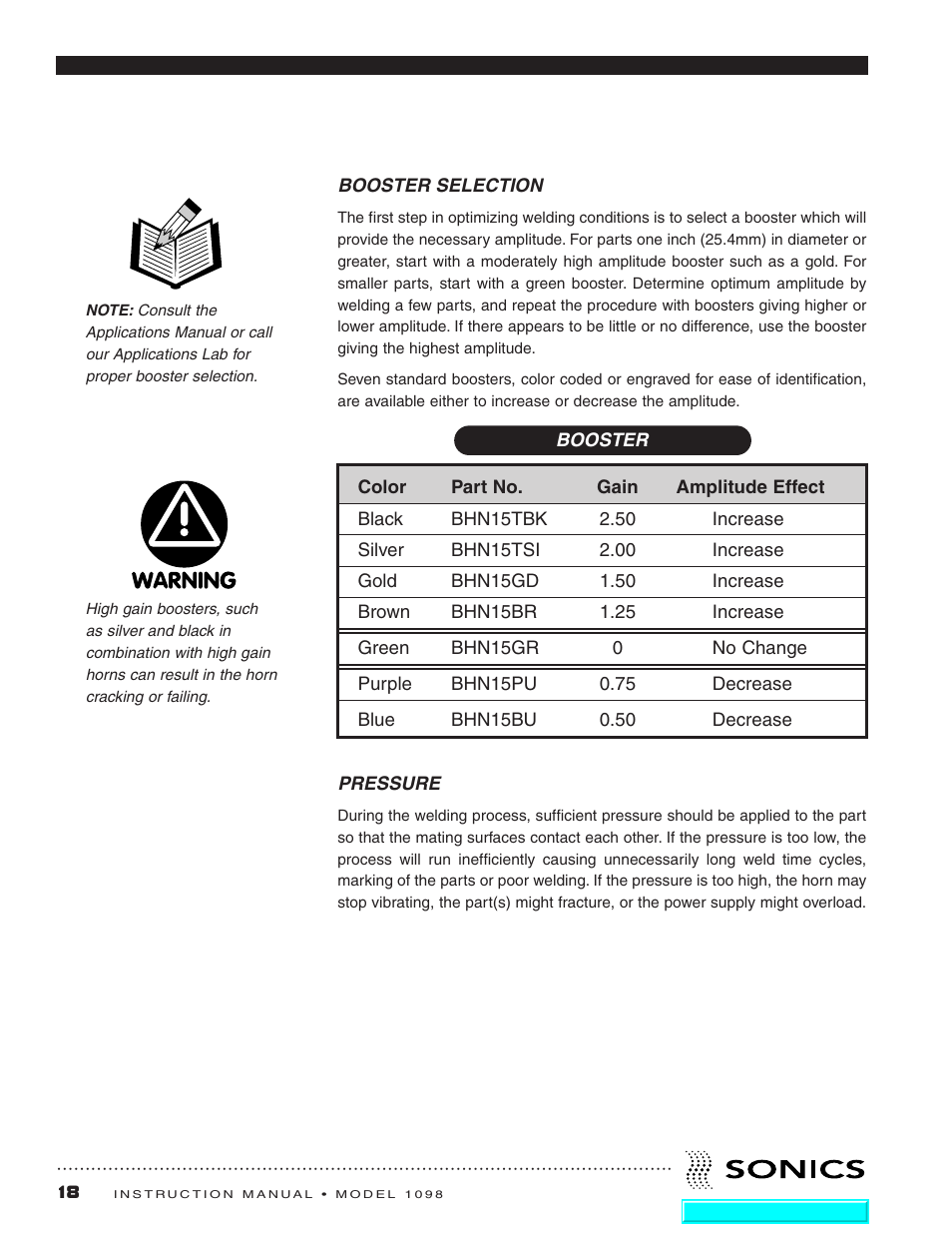 Sonics 1098 Press User Manual | Page 19 / 27