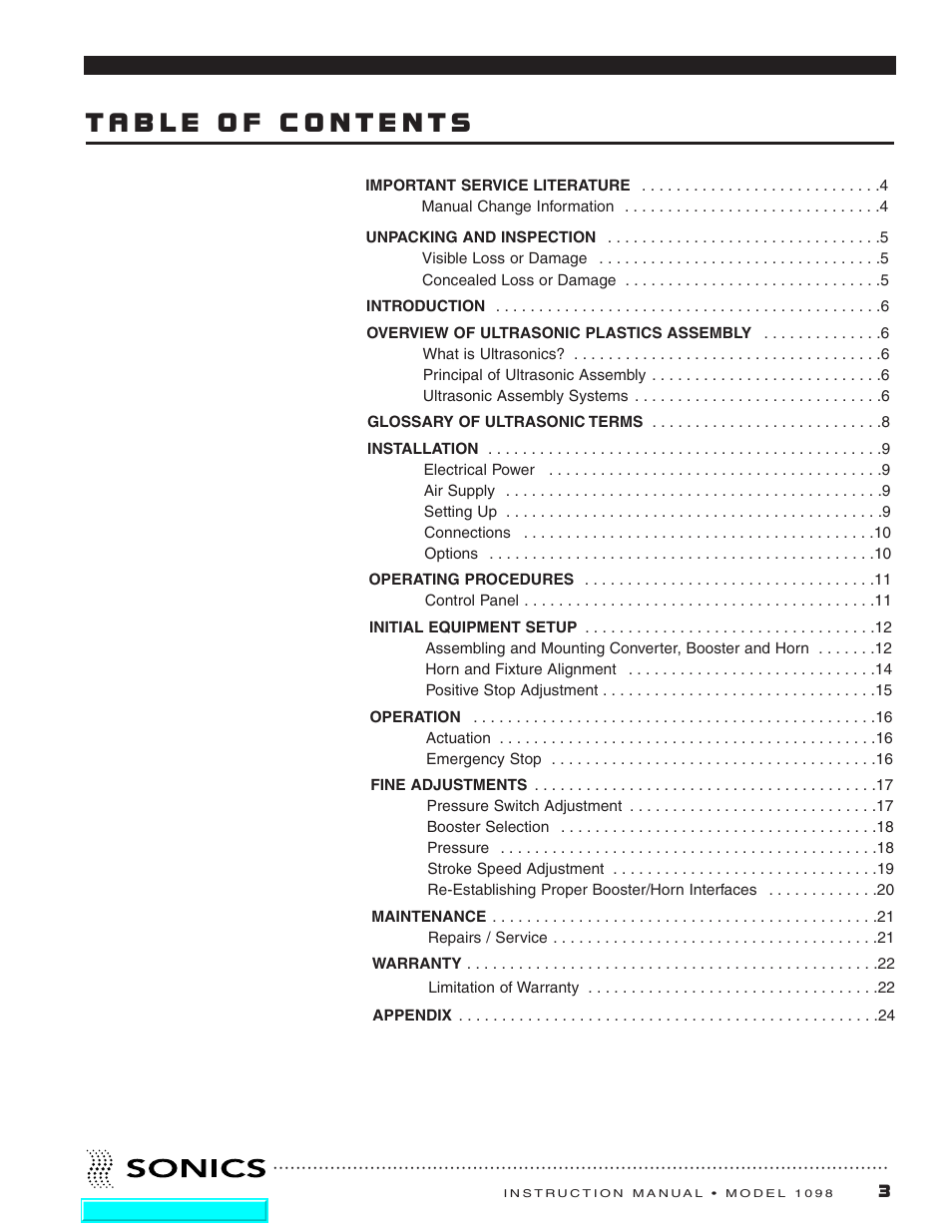 Sonics 1098 Press User Manual | Page 4 / 27