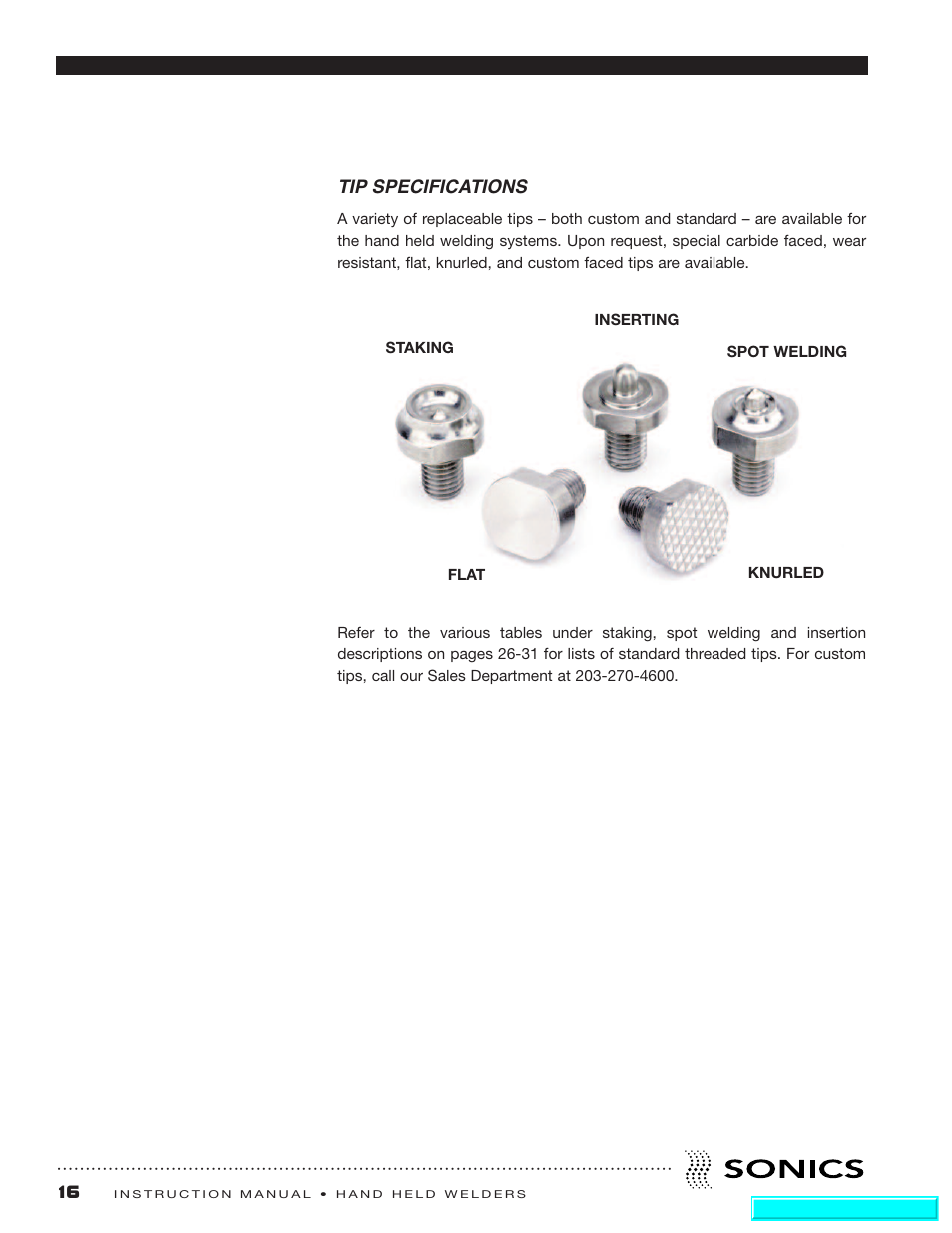 Tip specifications | Sonics H540 E User Manual | Page 17 / 39