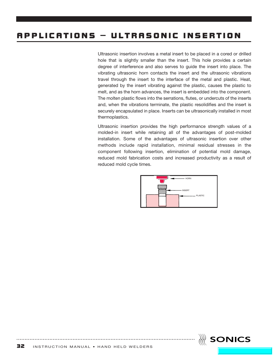 Applications – ultrasonic insertion | Sonics H540 E User Manual | Page 33 / 39