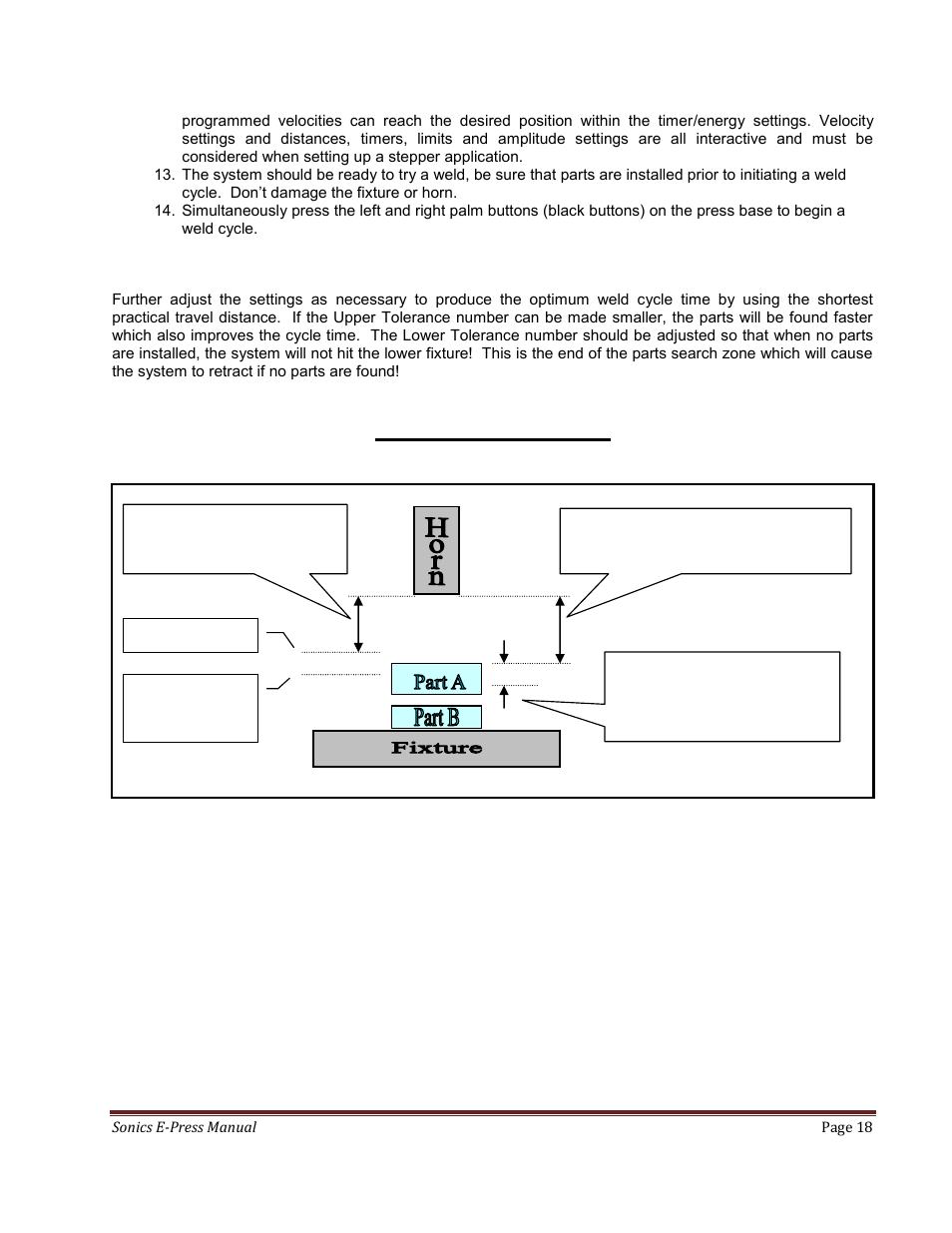 Parts contact diagram | Sonics E-Press User Manual | Page 18 / 46