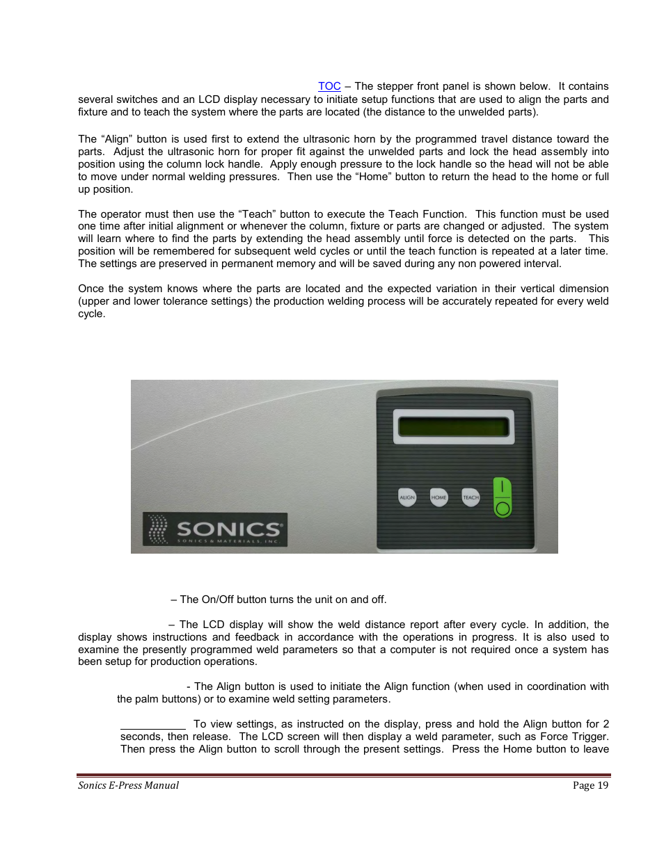 Sonics E-Press User Manual | Page 19 / 46