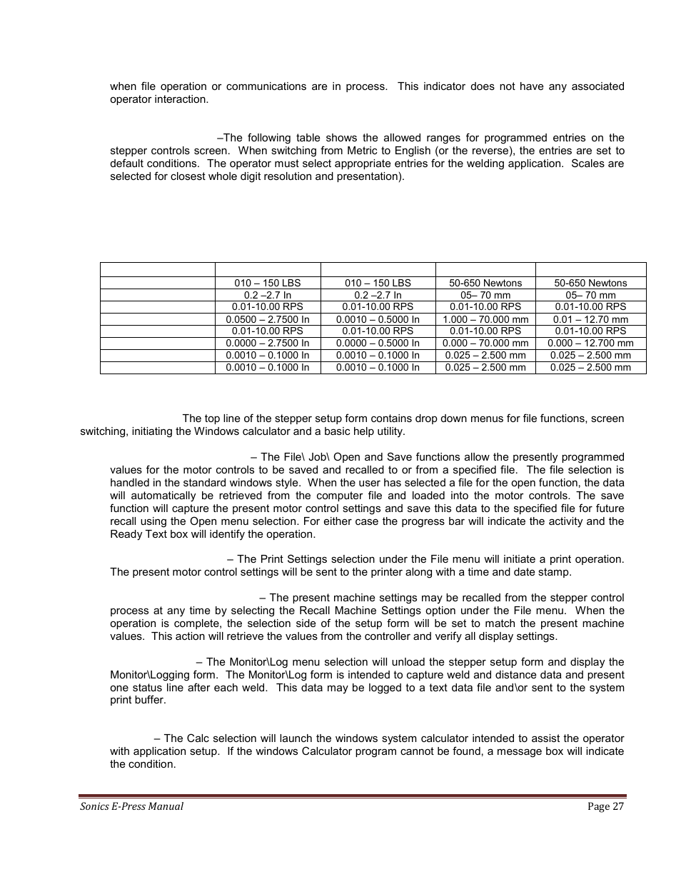 Sonics E-Press User Manual | Page 27 / 46