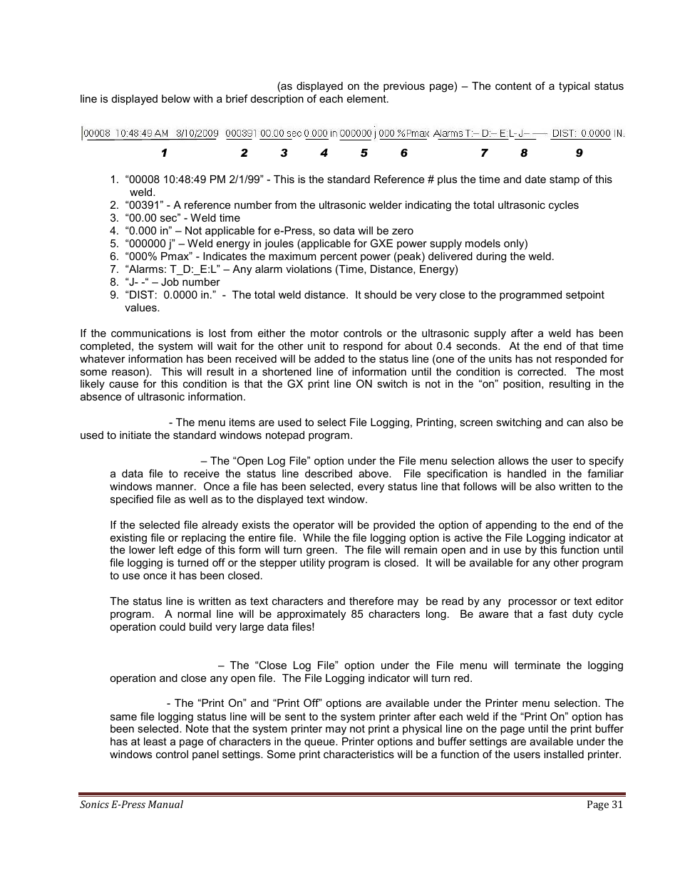 Sonics E-Press User Manual | Page 31 / 46