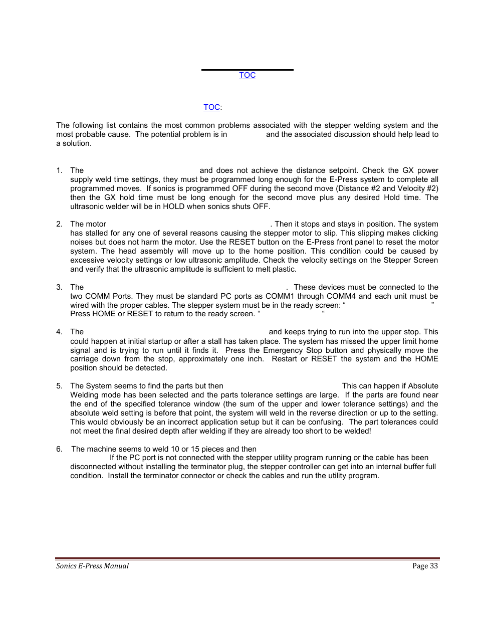 Maintenance | Sonics E-Press User Manual | Page 33 / 46