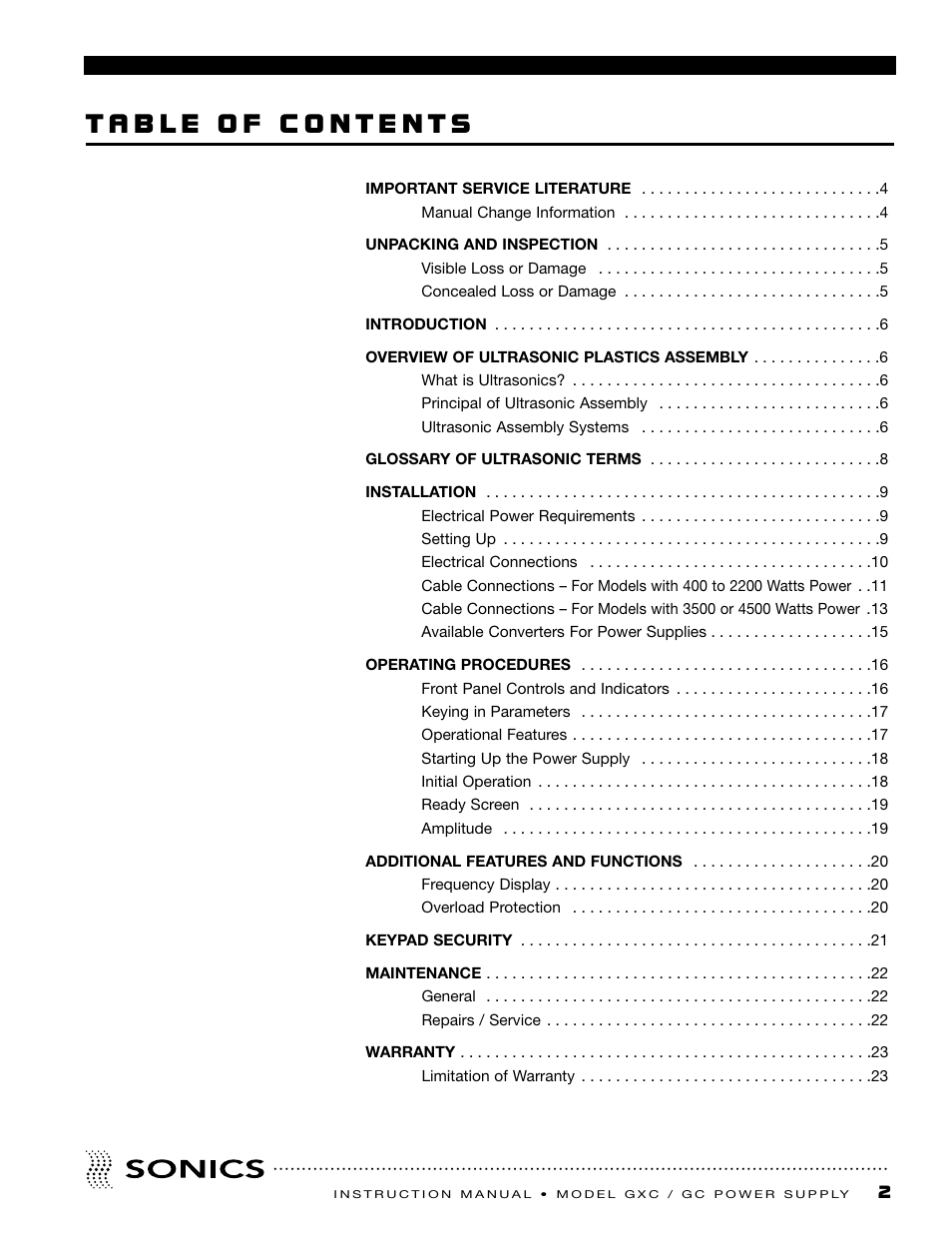 Sonics GC User Manual | Page 3 / 30