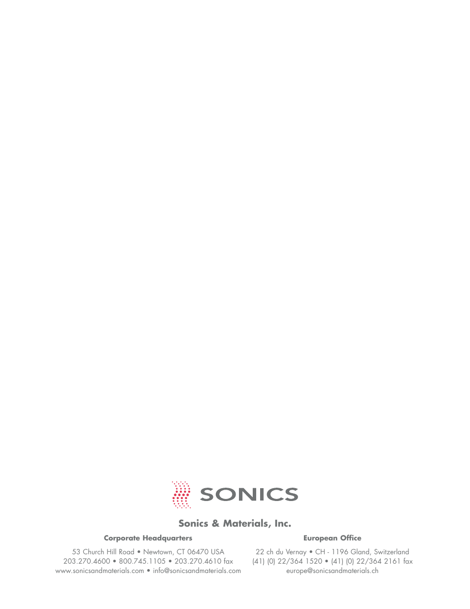 Sonics & materials, inc | Sonics FC User Manual | Page 24 / 24
