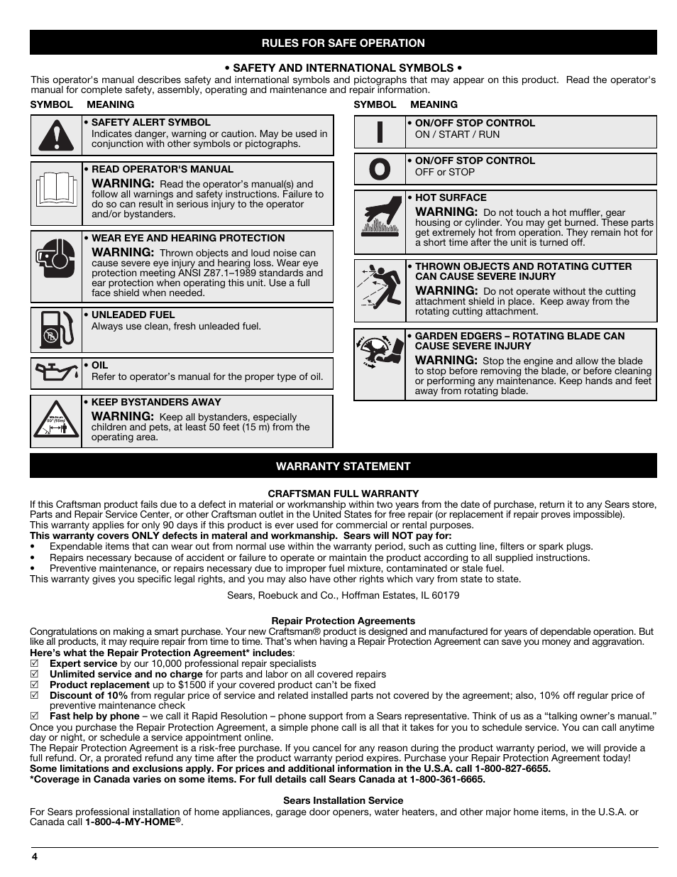 Craftsman 316.77237 User Manual | Page 4 / 36