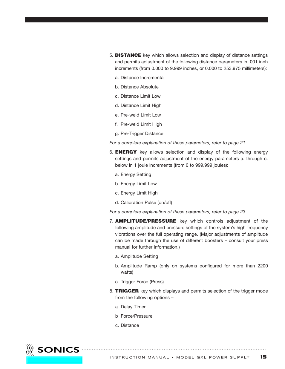 Sonics GXL User Manual | Page 16 / 55
