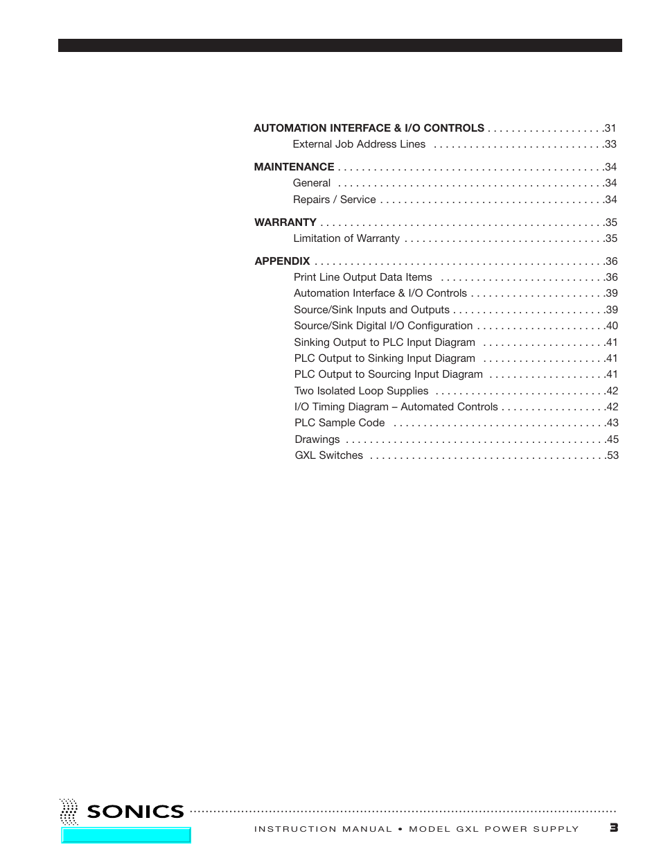 Sonics GXL User Manual | Page 4 / 55