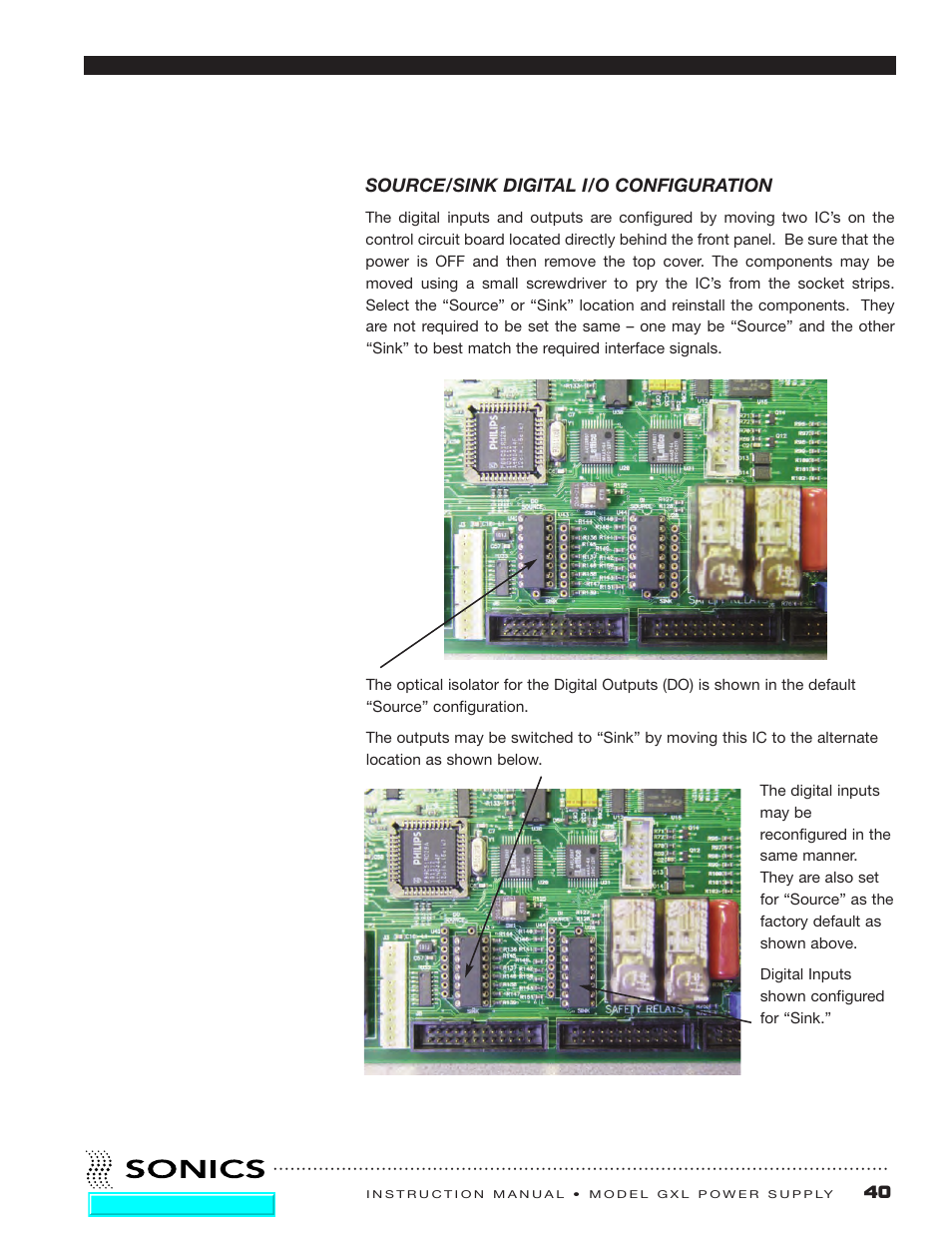 Source/sink digital i/o configuration | Sonics GXL User Manual | Page 42 / 55