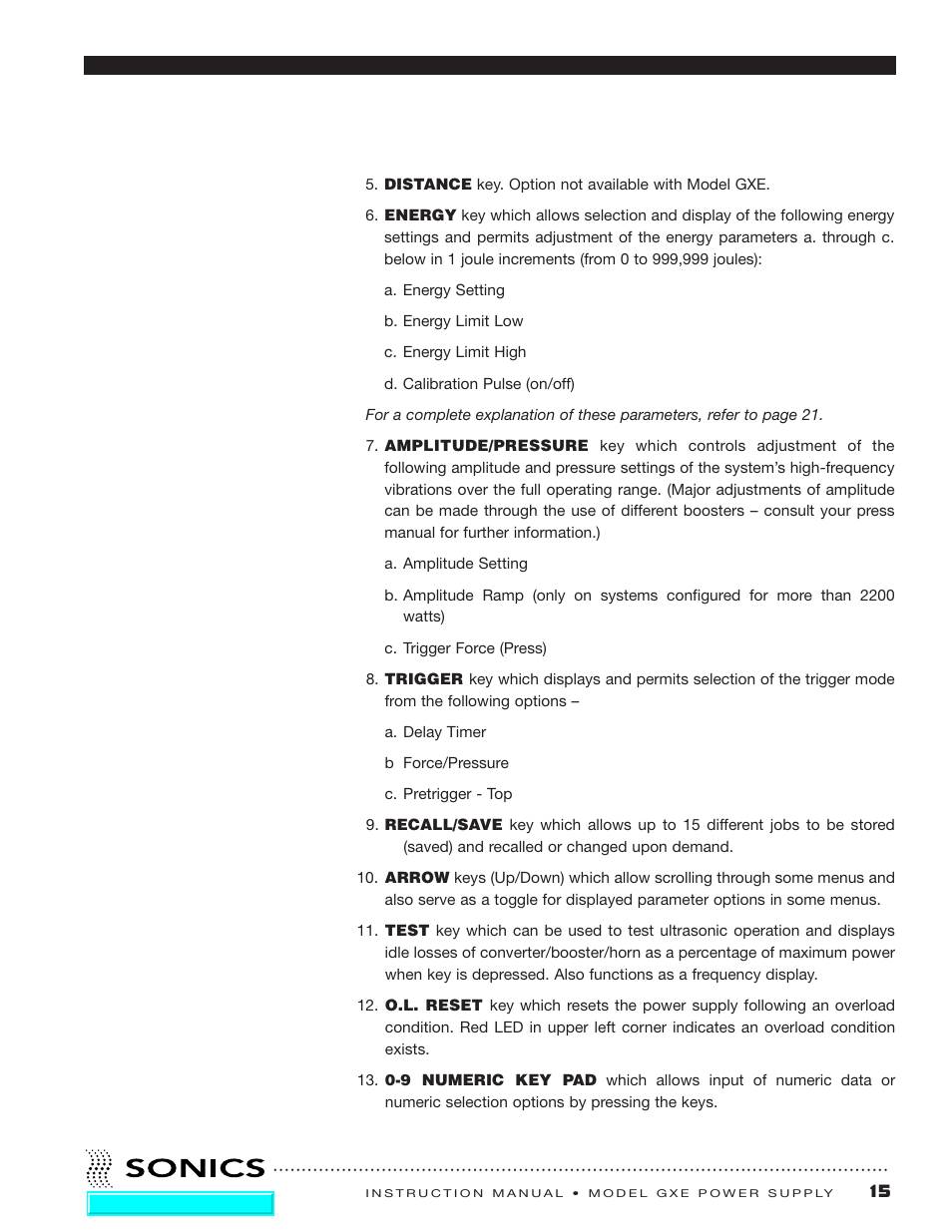 Sonics GXE User Manual | Page 16 / 52