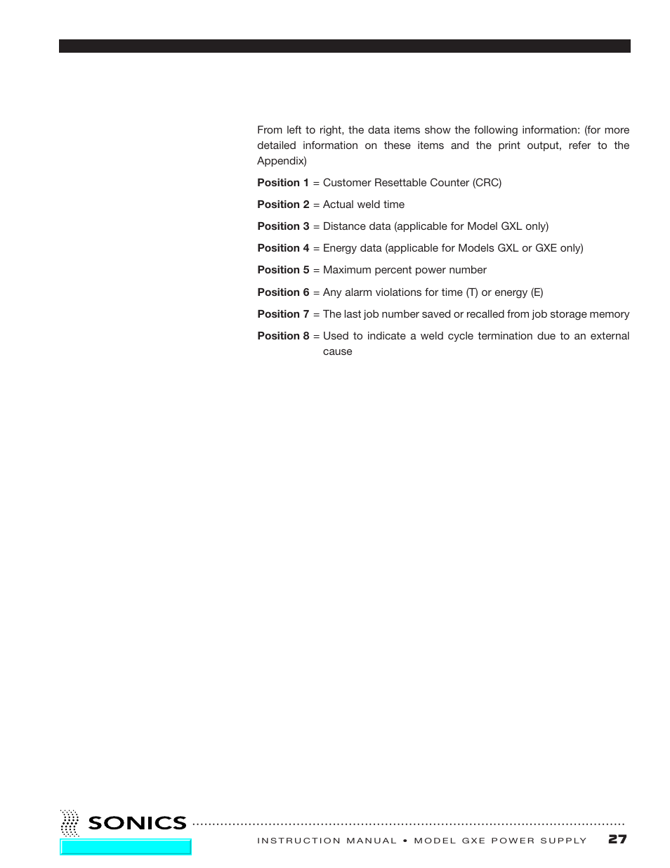 Sonics GXE User Manual | Page 28 / 52