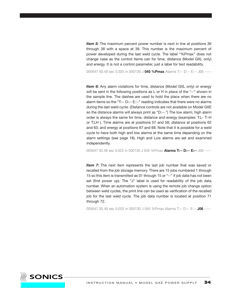 Sonics GXE User Manual | Page 36 / 52