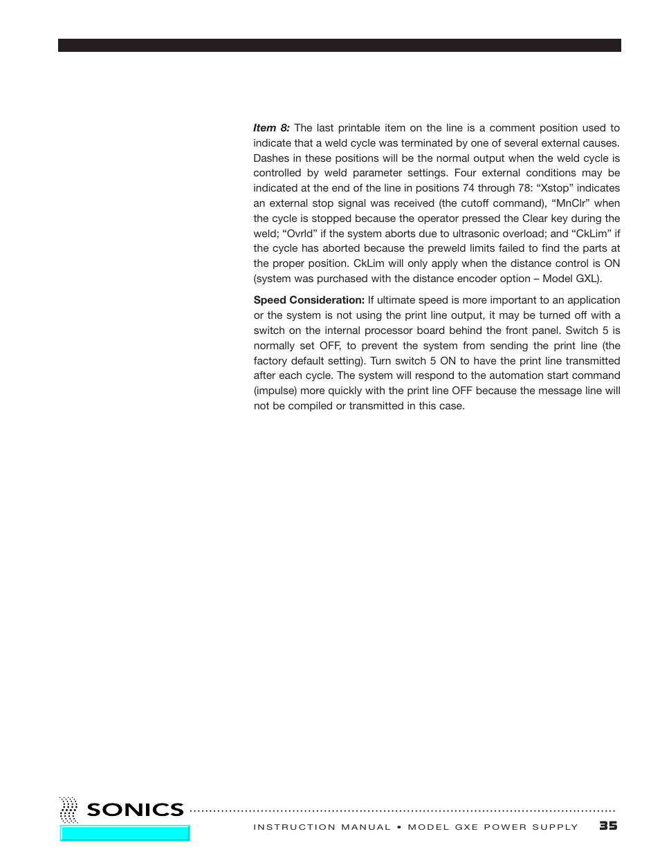 Sonics GXE User Manual | Page 37 / 52