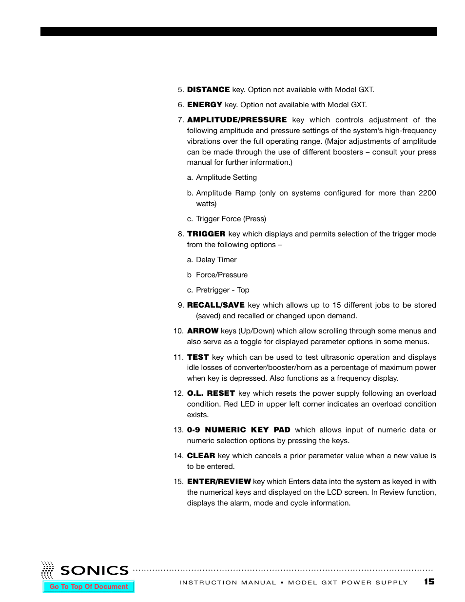 Sonics GXT User Manual | Page 16 / 51