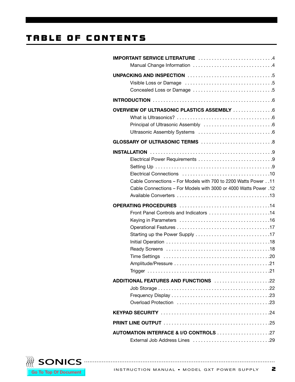 Sonics GXT User Manual | Page 3 / 51