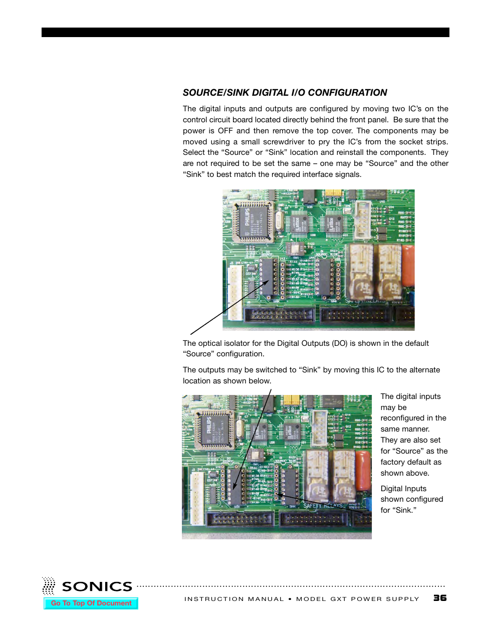 Source/sink digital i/o configuration | Sonics GXT User Manual | Page 38 / 51