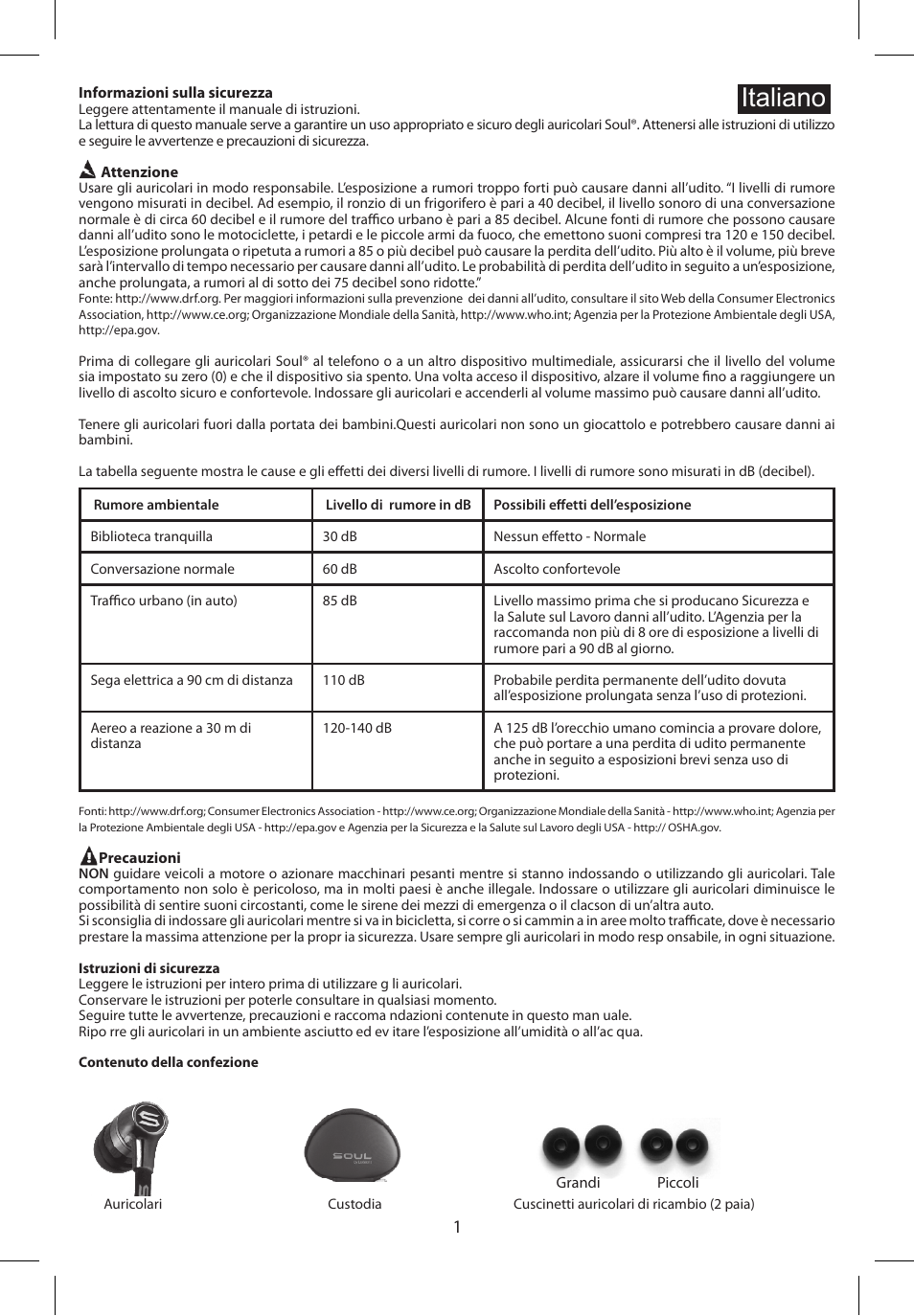 Italiano | Soul Electronics SL49 User Manual | Page 15 / 48