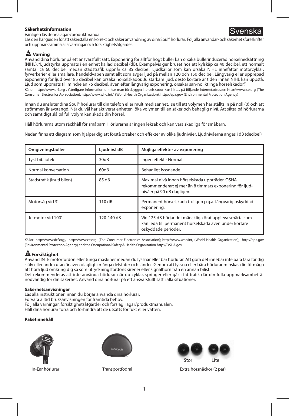 Svenska | Soul Electronics SL49 User Manual | Page 30 / 48