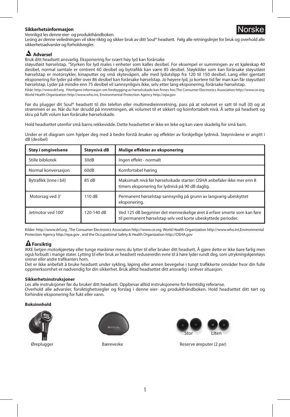 Norske | Soul Electronics SL49 User Manual | Page 36 / 48