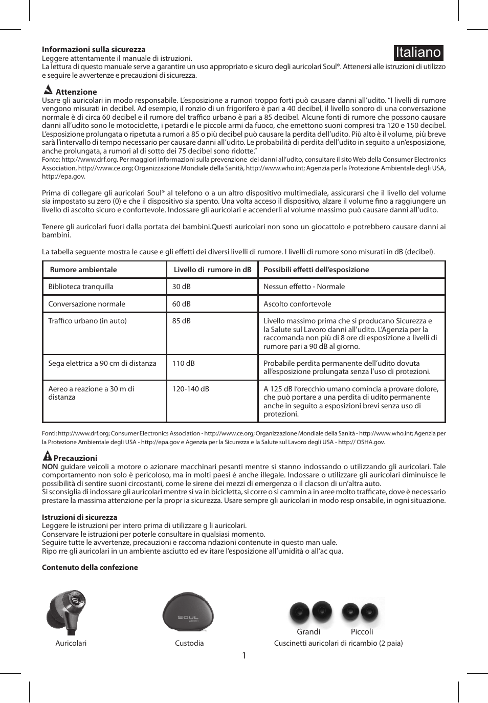 Italiano | Soul Electronics SL99 User Manual | Page 15 / 48