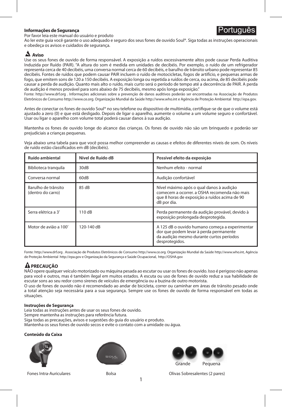 Português | Soul Electronics SL99 User Manual | Page 21 / 48