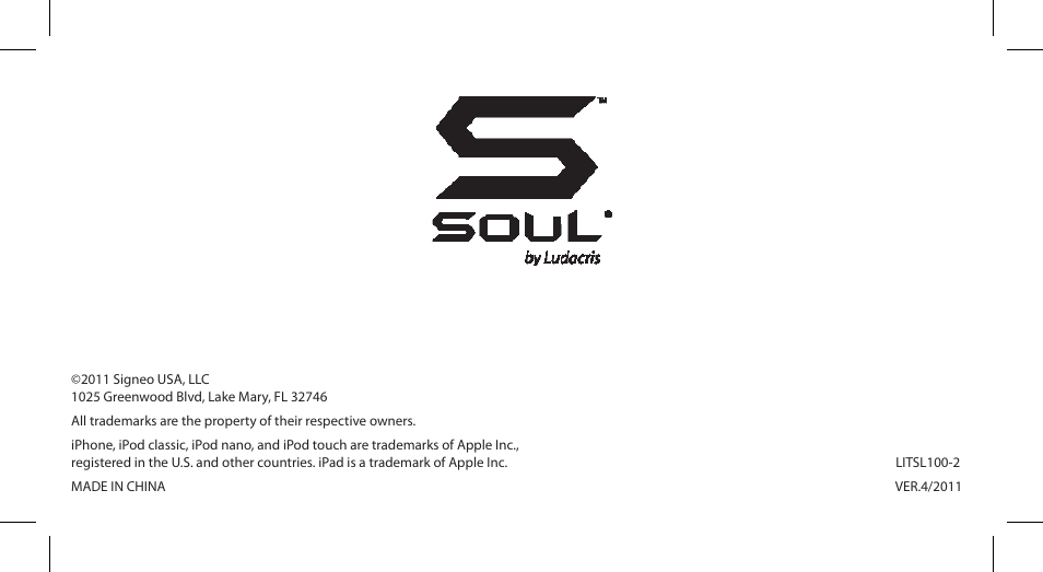Soul Electronics SL100 User Manual | Page 148 / 148