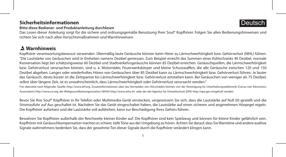 Deutsch | Soul Electronics SL100 User Manual | Page 22 / 148